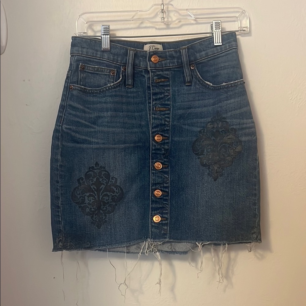 J. Crew Gold and Blue Embellished Mini Skirt